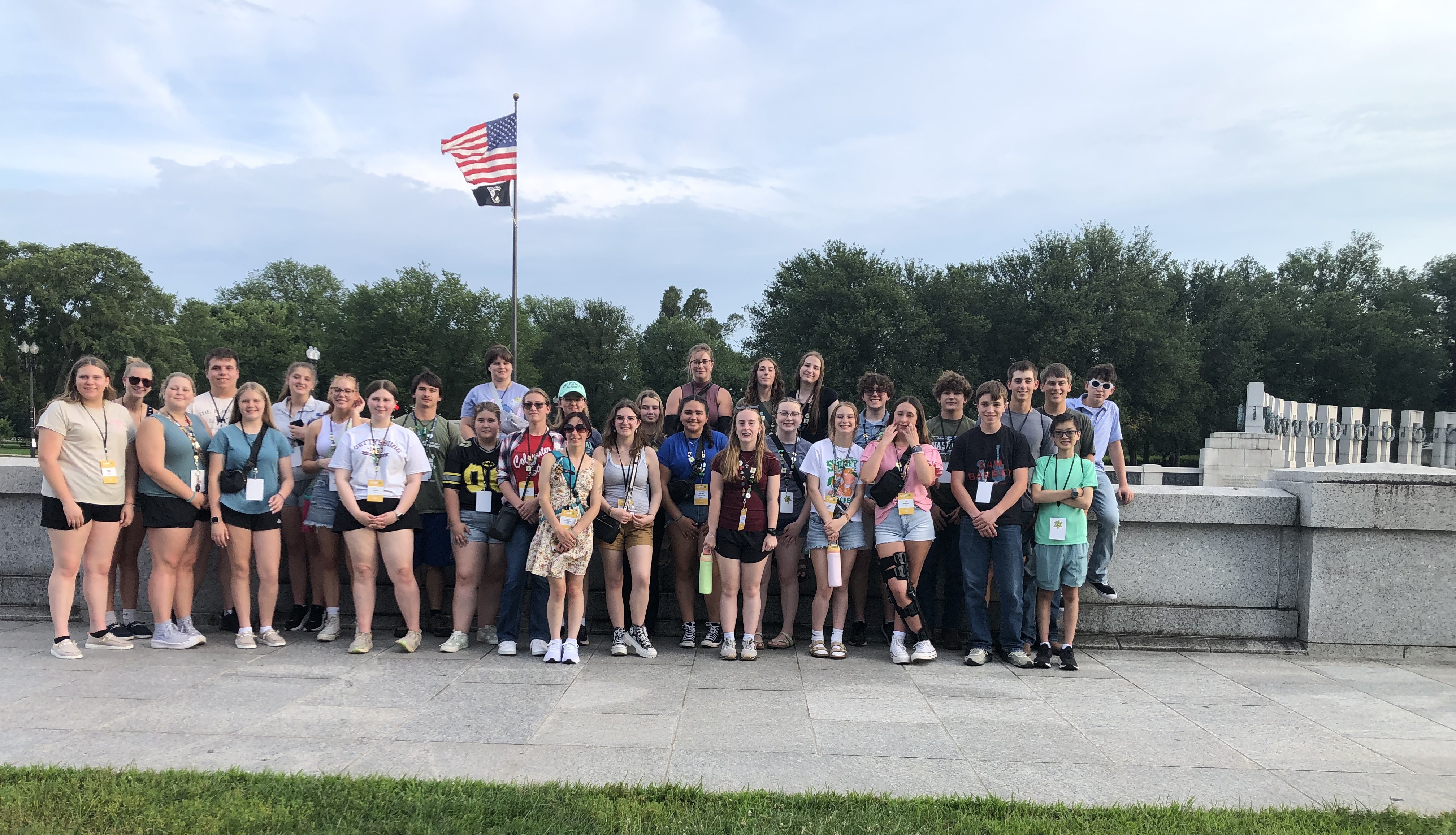 The 2025 Michigan delegation at the World War II memorial.